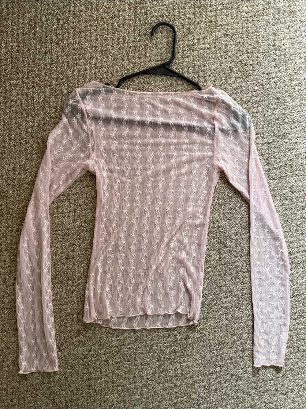 pink lacey mesh long sleeve